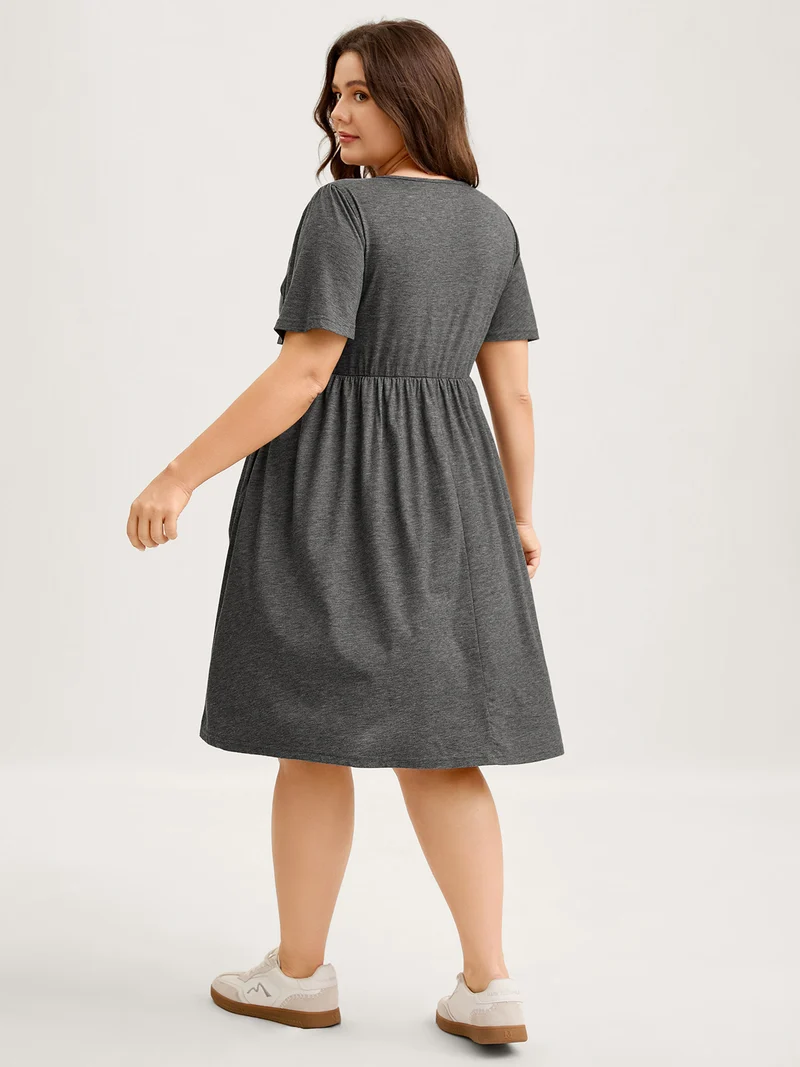 Supersoft Knotted Bodice Flared Sleeve Midi Dress
