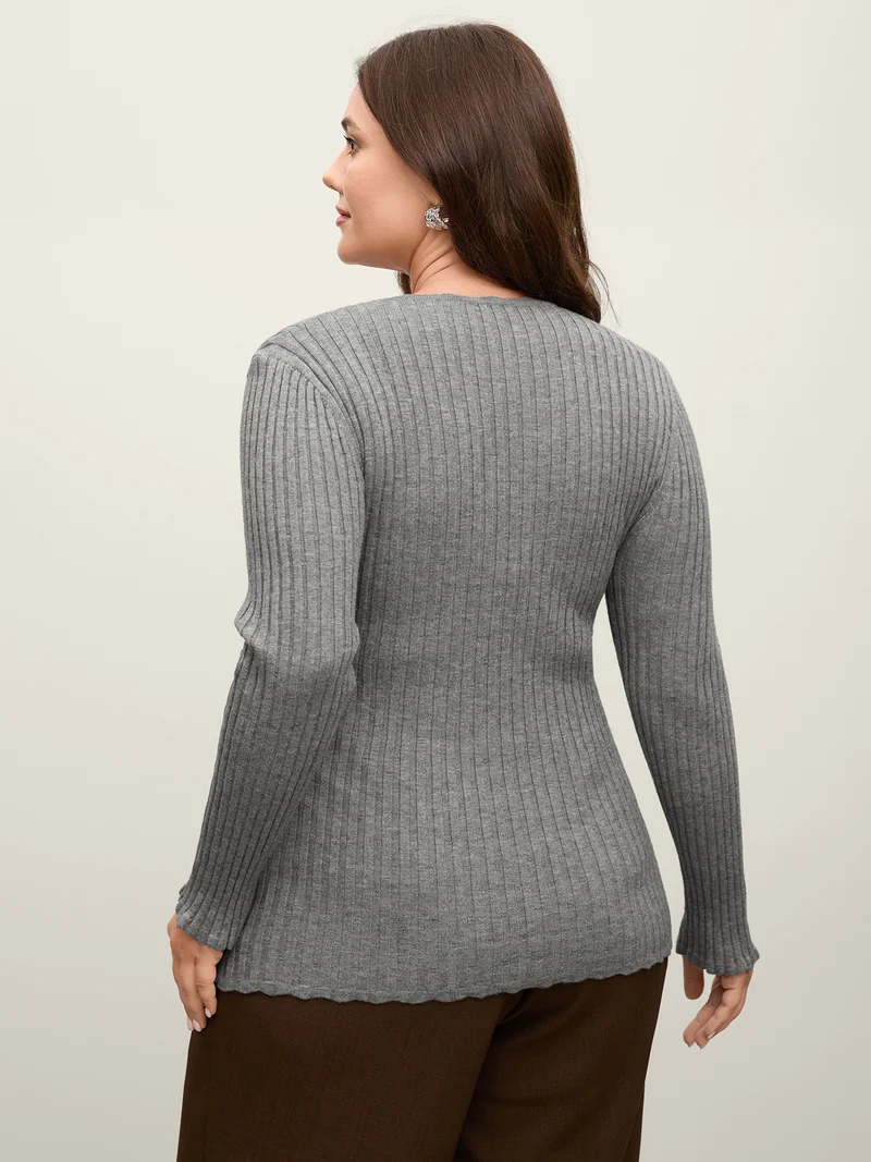 Supersoft Ribbed Fitted Scoop Neck Pullover