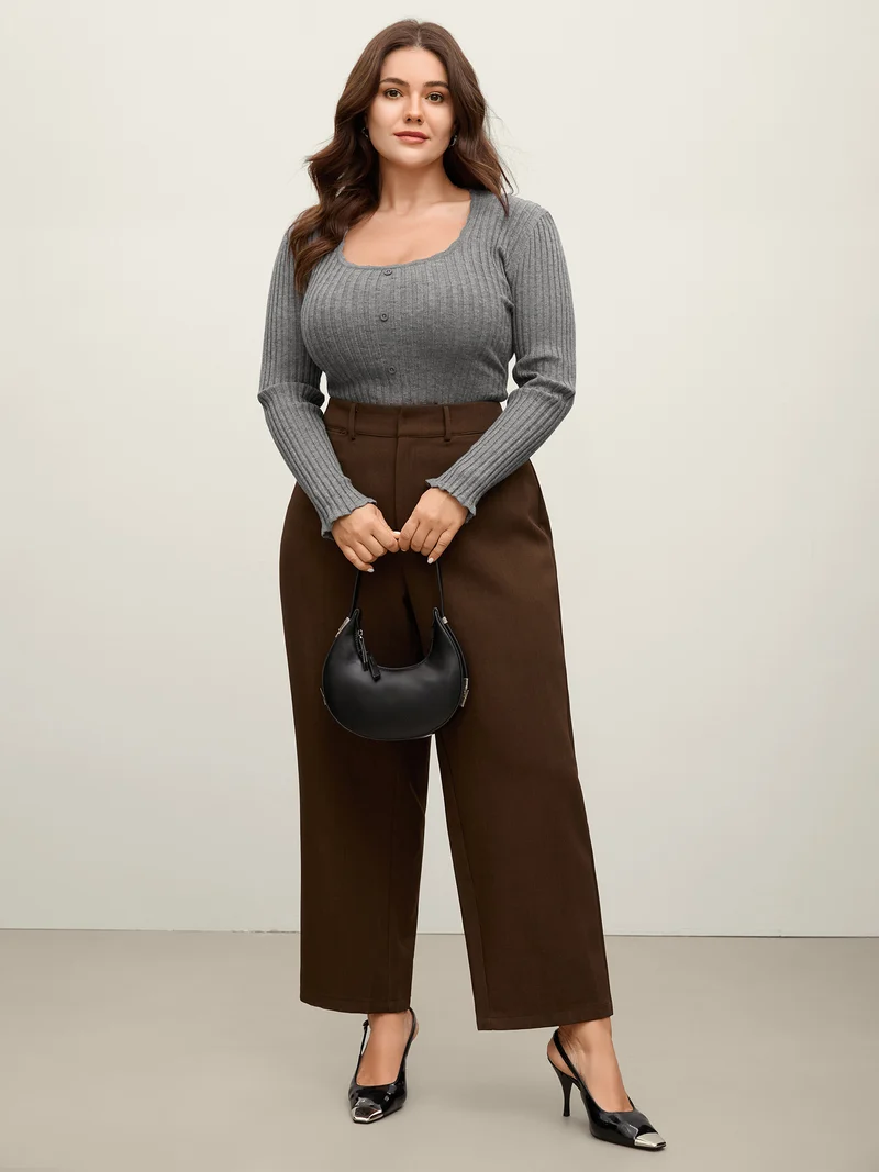 Supersoft Ribbed Fitted Scoop Neck Pullover