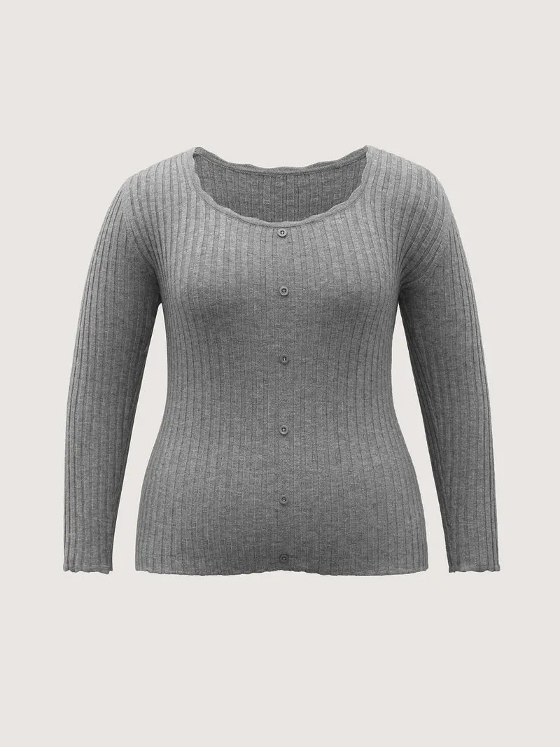 Supersoft Ribbed Fitted Scoop Neck Pullover