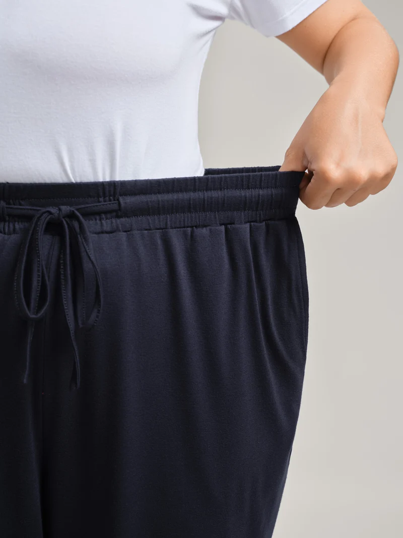 Stretchy Contrast Hem Straight Leg Lounge Pants