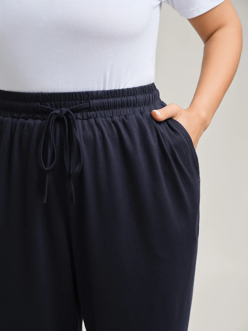 Stretchy Contrast Hem Straight Leg Lounge Pants