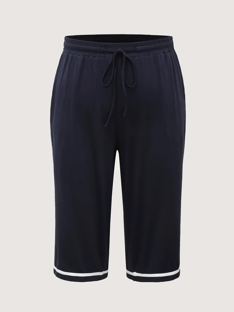 Stretchy Contrast Hem Straight Leg Lounge Pants