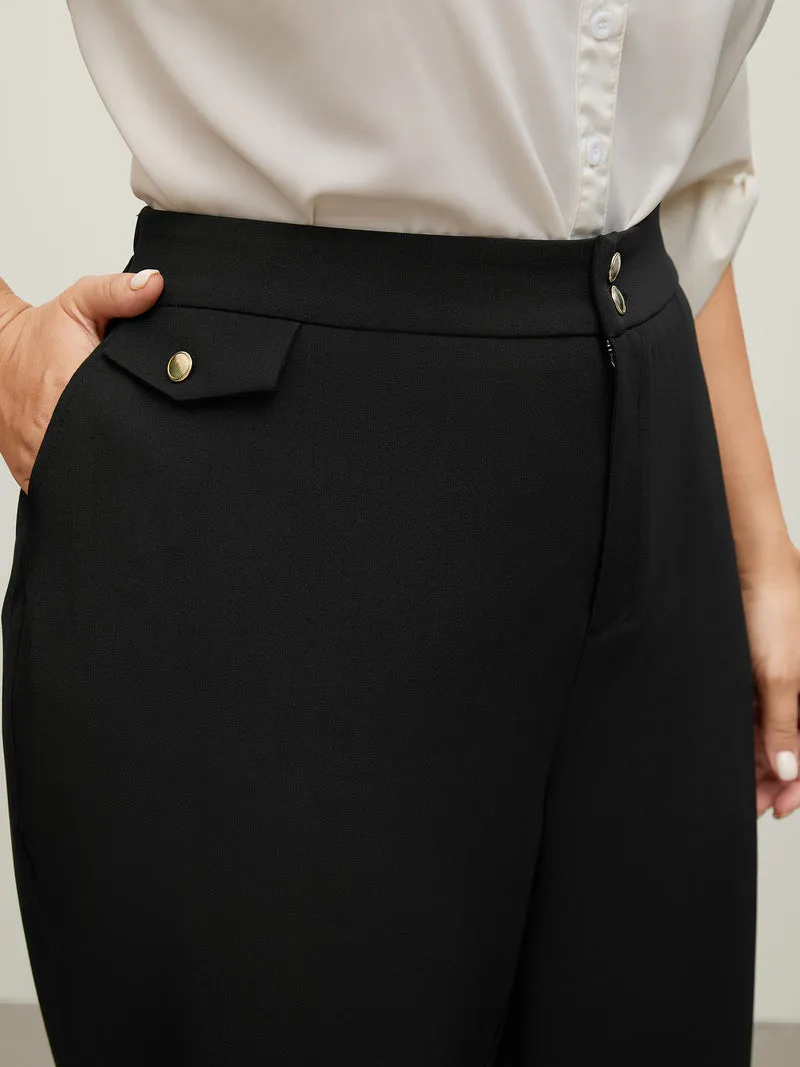 Stretchy Double Button Straight-Leg Pants
