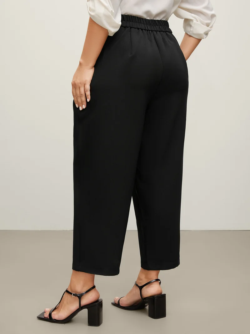 Stretchy Double Button Straight-Leg Pants
