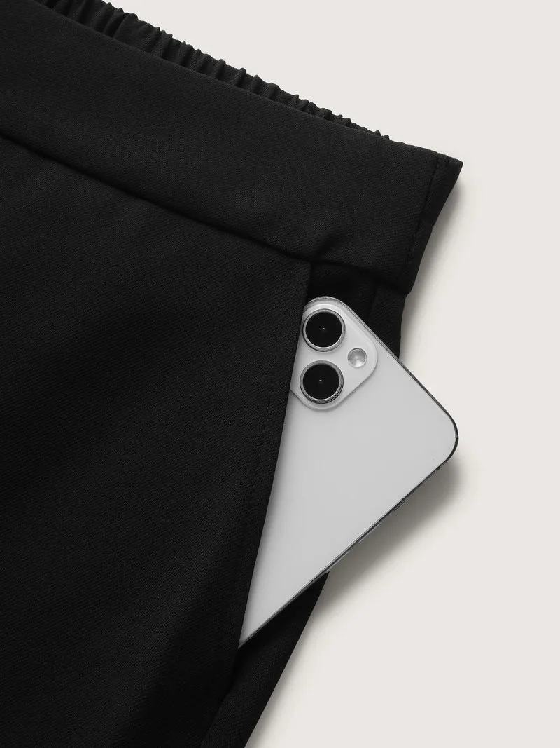 Stretchy Double Button Straight-Leg Pants