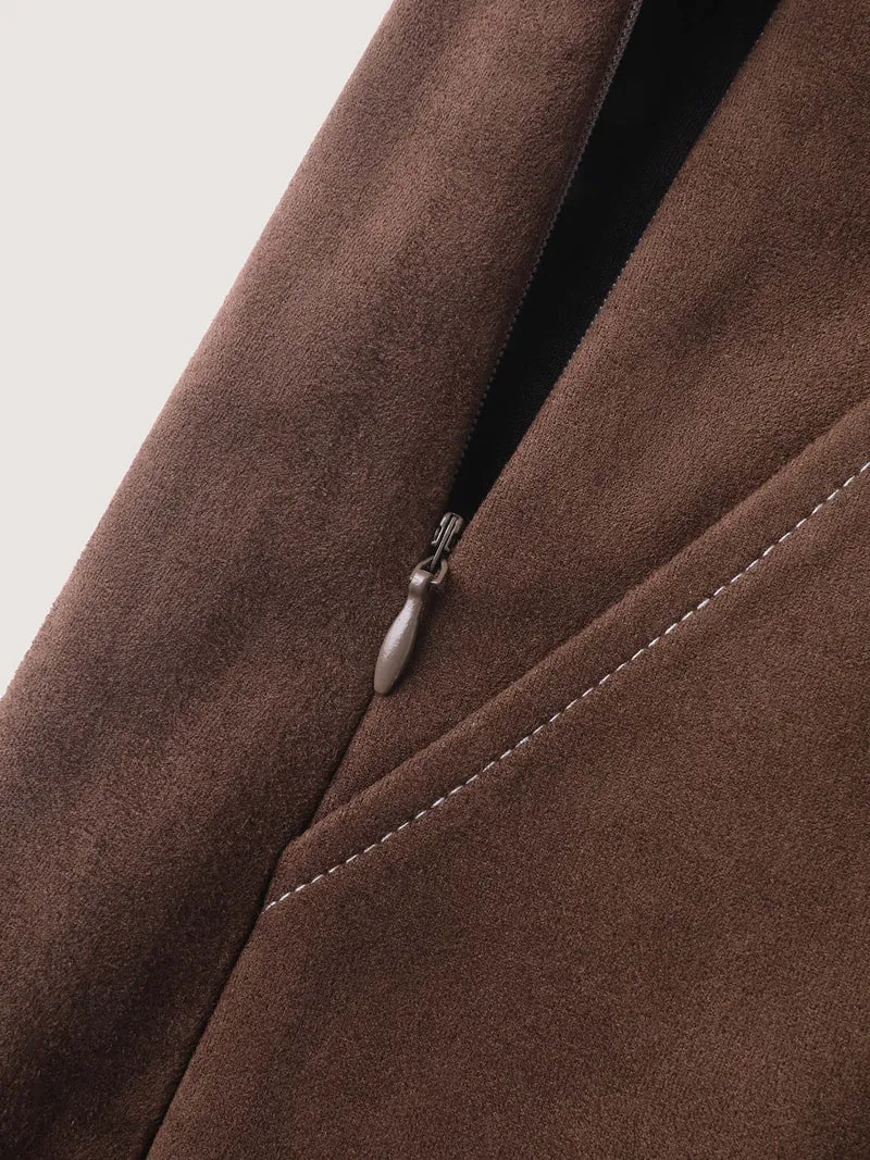 Suede A-Line Pockets Mini Skirt