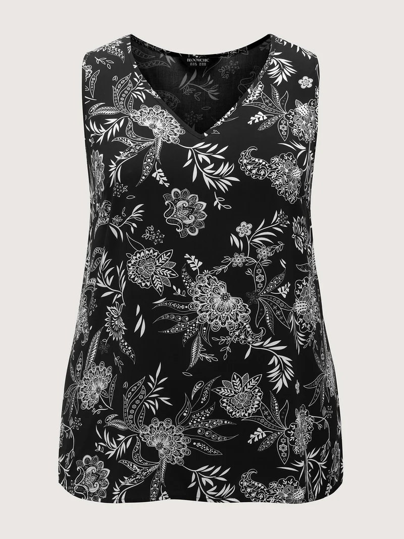 Boho Floral V-Neck Tank Top