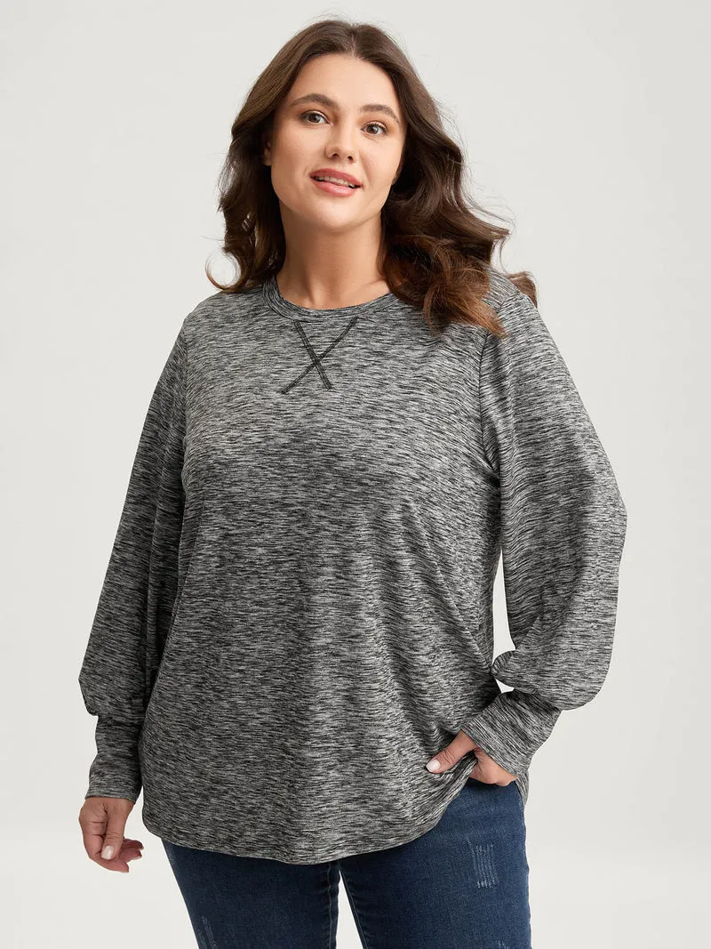 Stretchy Heather Textured Solid T-Shirt
