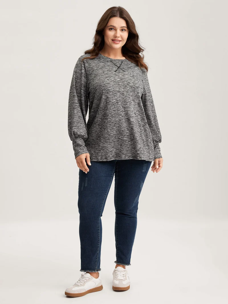 Stretchy Heather Textured Solid T-Shirt
