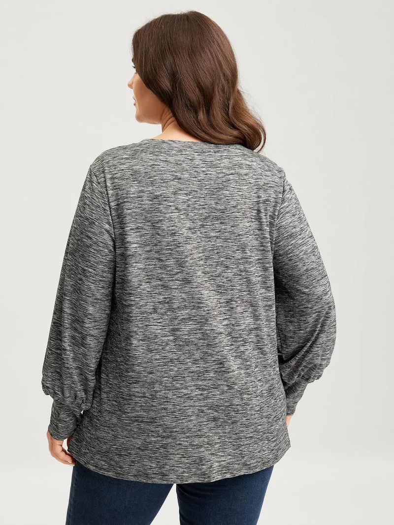 Stretchy Heather Textured Solid T-Shirt