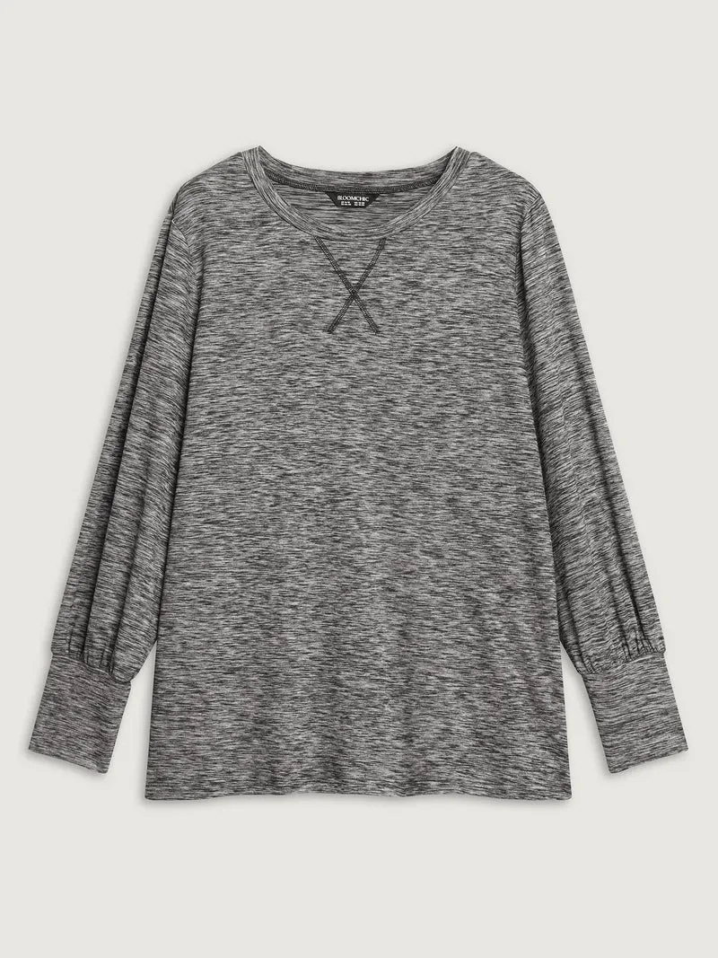 Stretchy Heather Textured Solid T-Shirt