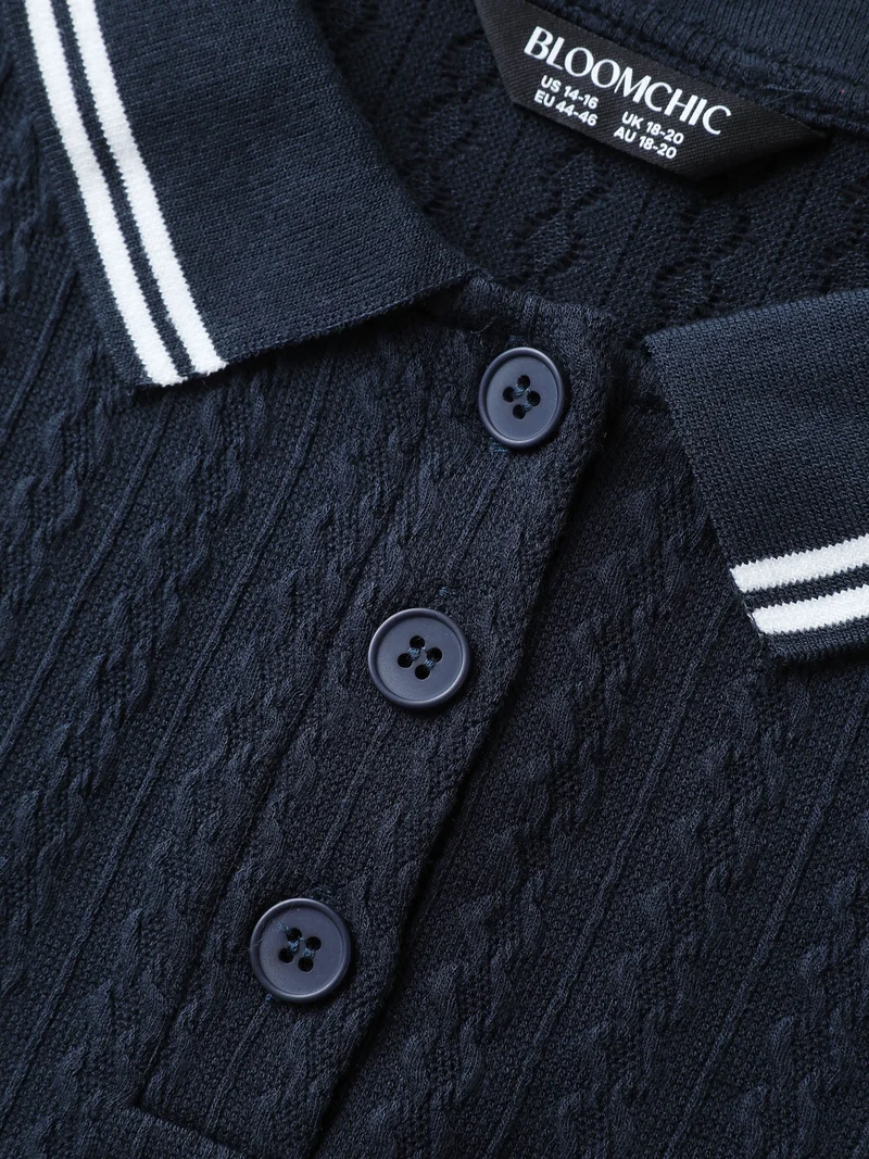 Textured Polo Collar Solid T-Shirt