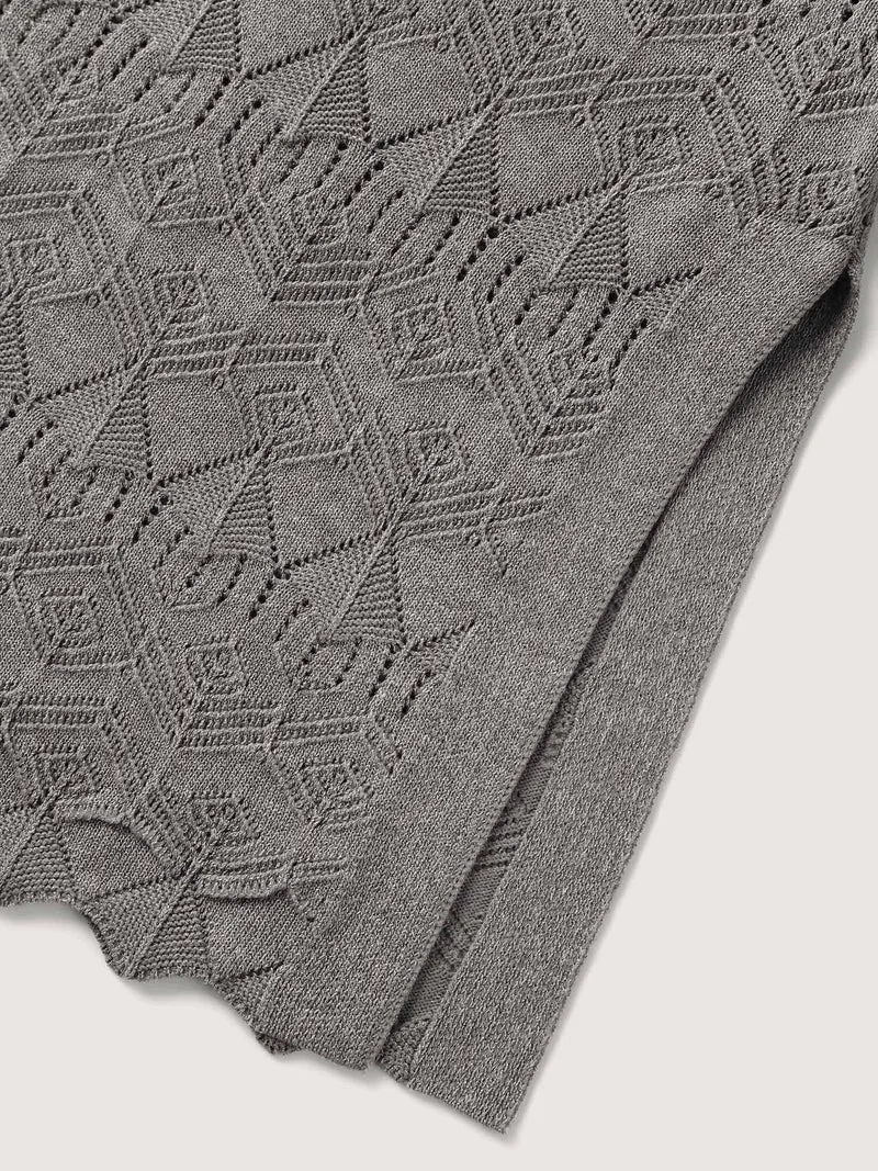 Front Tie Textured Long Knit Cardigan