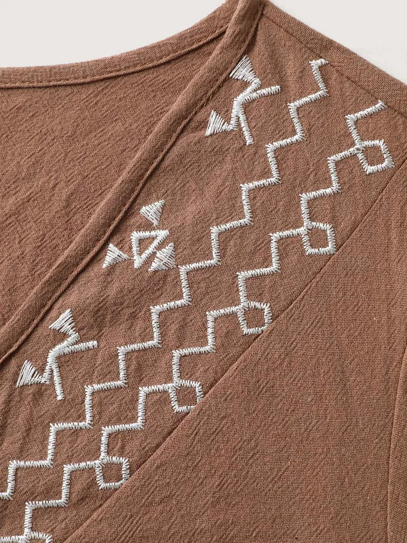 Pure Cotton Embroidered Neck Blouse