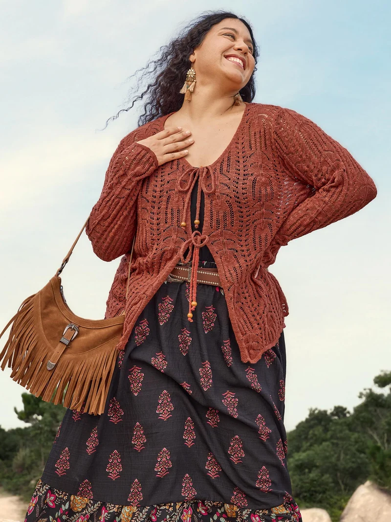 Cotton Breezy Front Double Tie Lightweight Cardigan