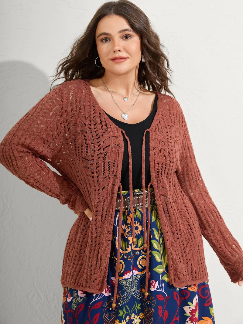 Cotton Breezy Front Double Tie Lightweight Cardigan