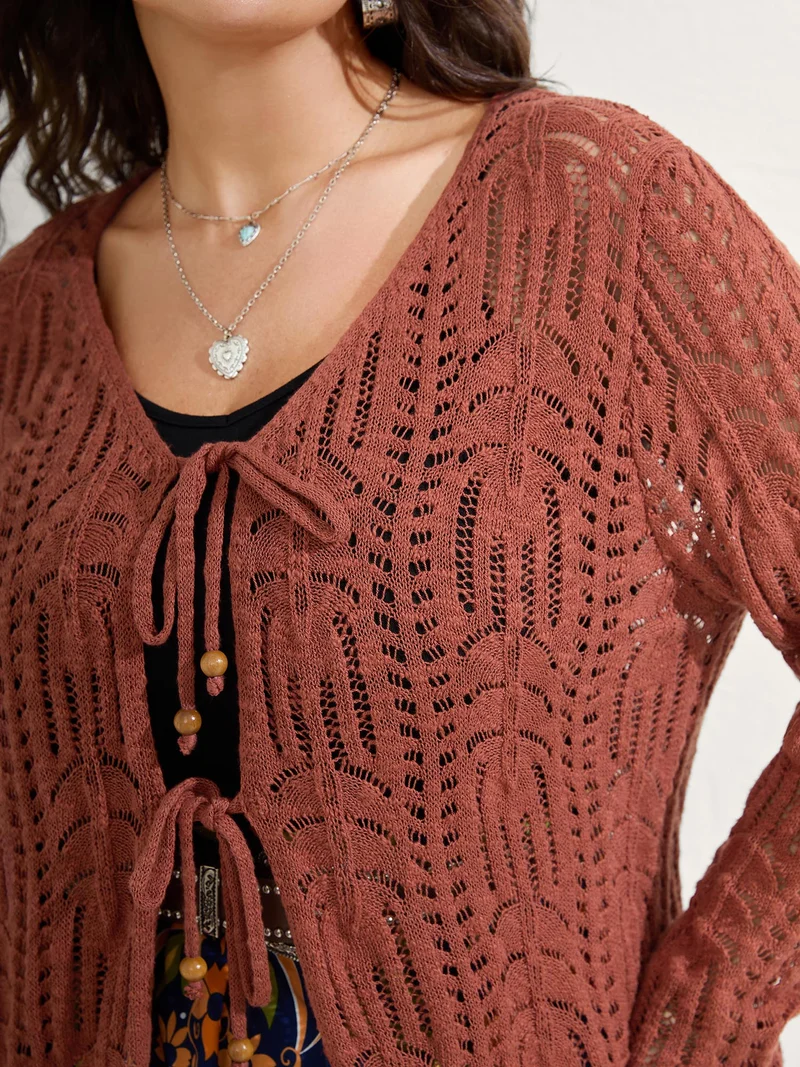Cotton Breezy Front Double Tie Lightweight Cardigan