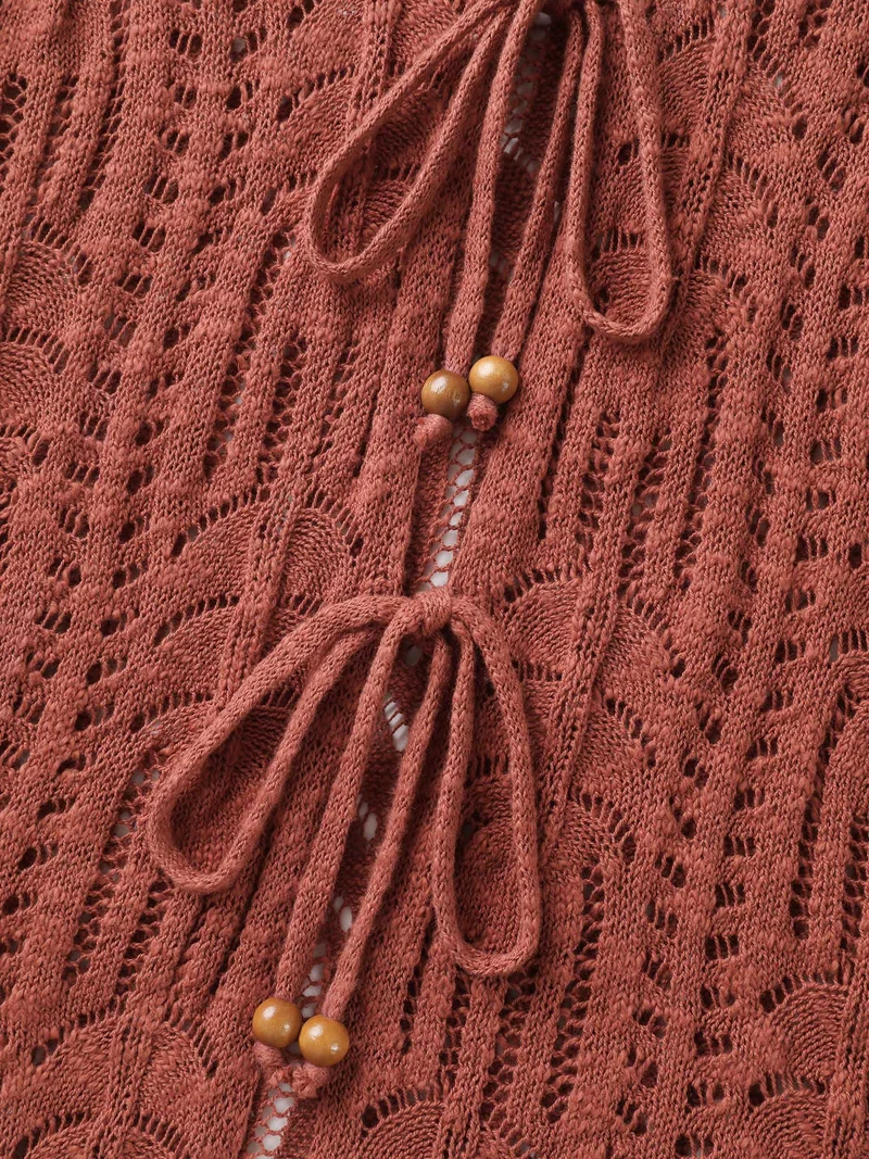 Cotton Breezy Front Double Tie Lightweight Cardigan