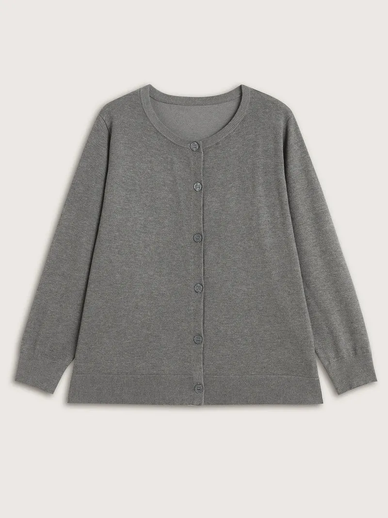 Supersoft Button Round Neck Lightweight Cardigan