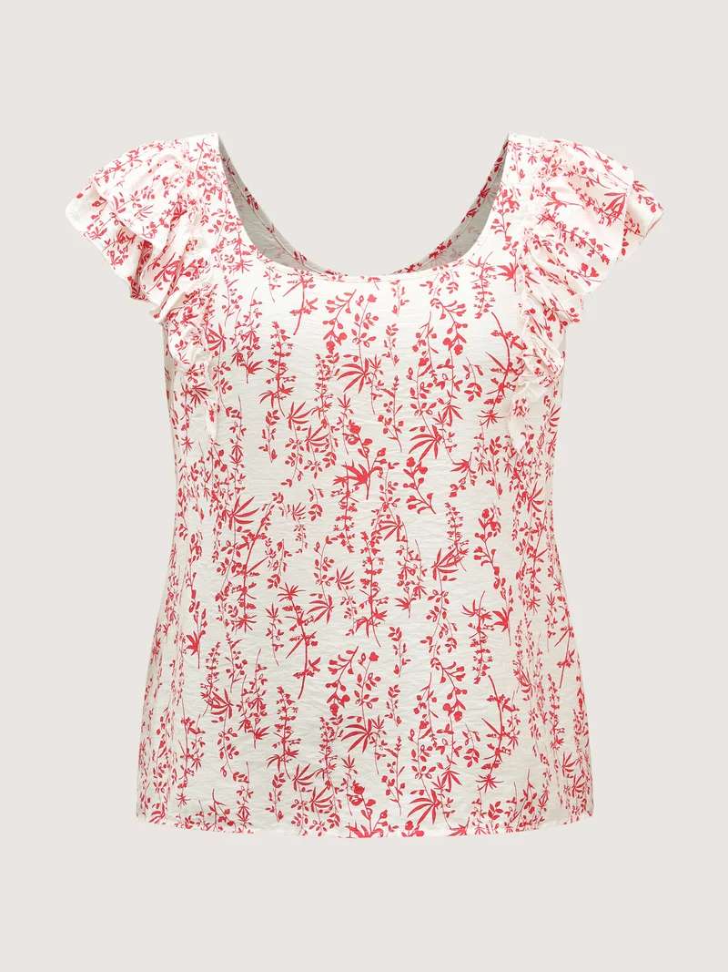 Sweet Floral Bow Back Flutter Blouse