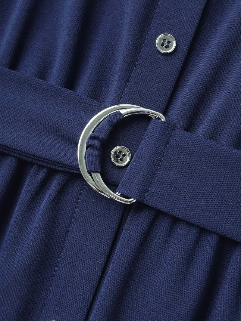 Flutter Sleeve Belted Shirt Dress