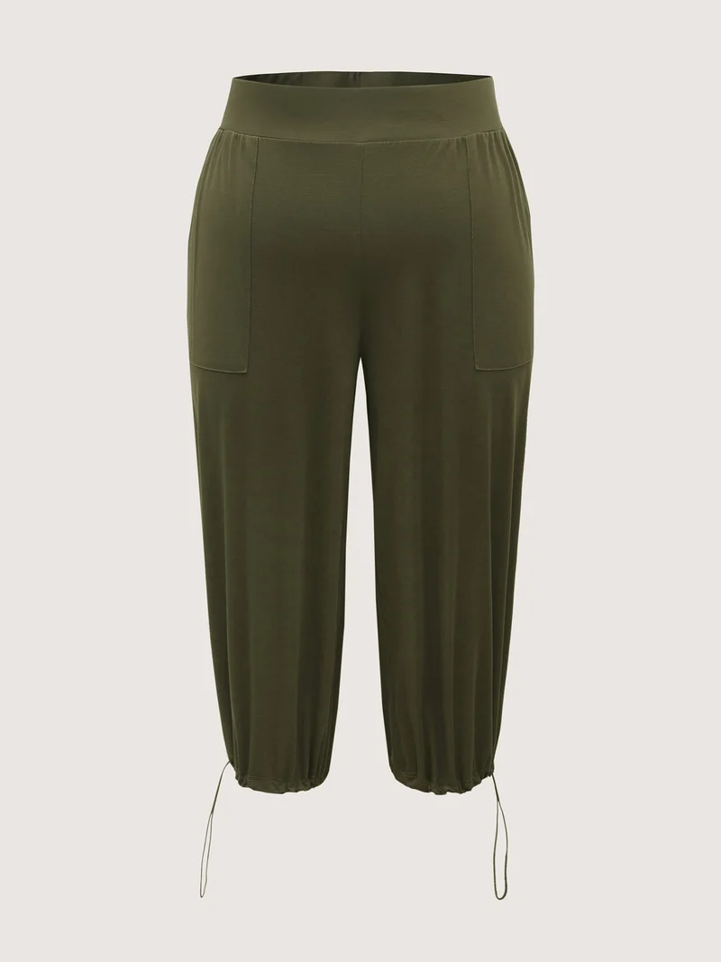 Stretchy Adjustable Cuffs Wide-Leg Pants