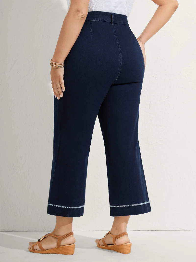 Embroidered Front Pockets Straight-Leg Jeans