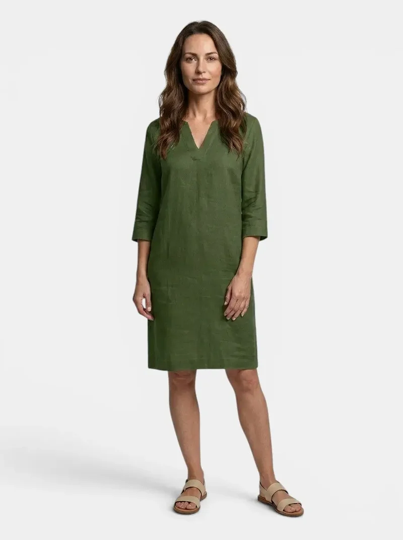 Women's Flowing Summer Dress | Elegant V-Neck Layered Design