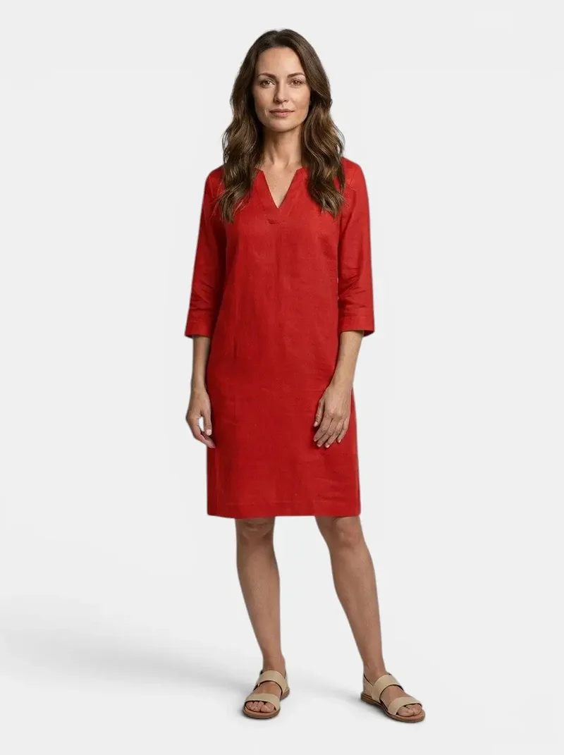 Women's Flowing Summer Dress | Elegant V-Neck Layered Design