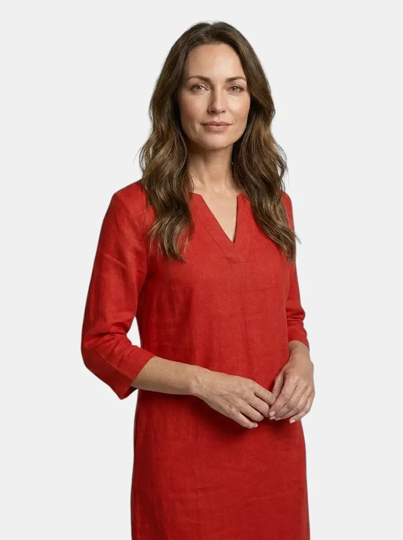 Women's Flowing Summer Dress | Elegant V-Neck Layered Design