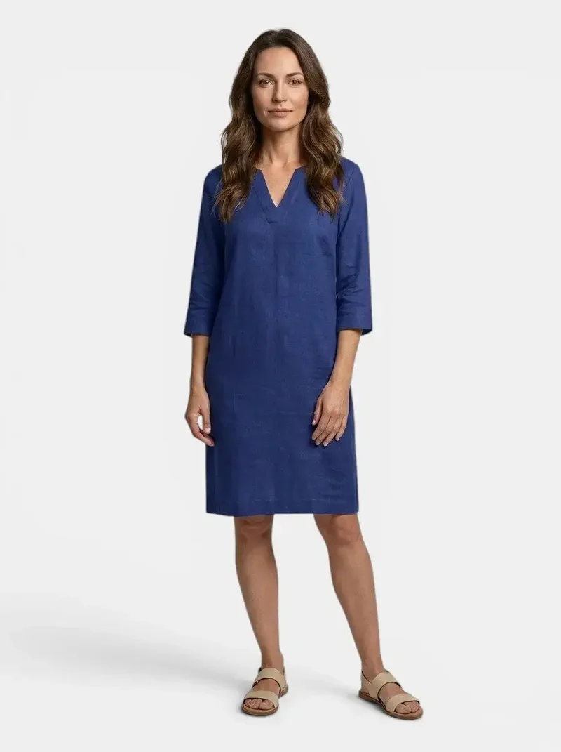 Women's Flowing Summer Dress | Elegant V-Neck Layered Design