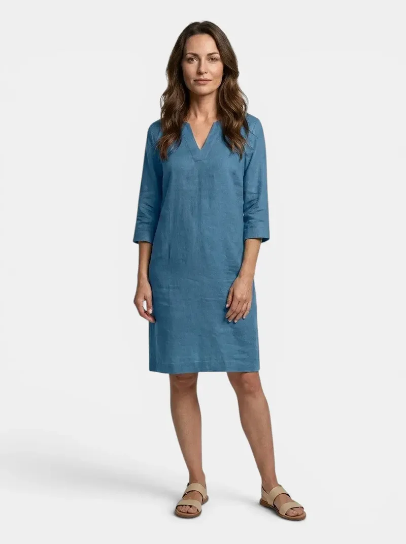 Women's Flowing Summer Dress | Elegant V-Neck Layered Design