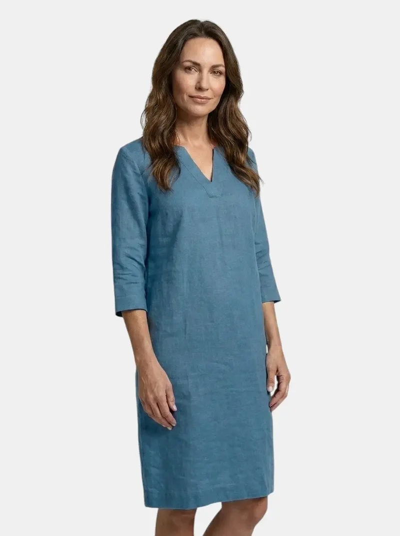 Women's Flowing Summer Dress | Elegant V-Neck Layered Design