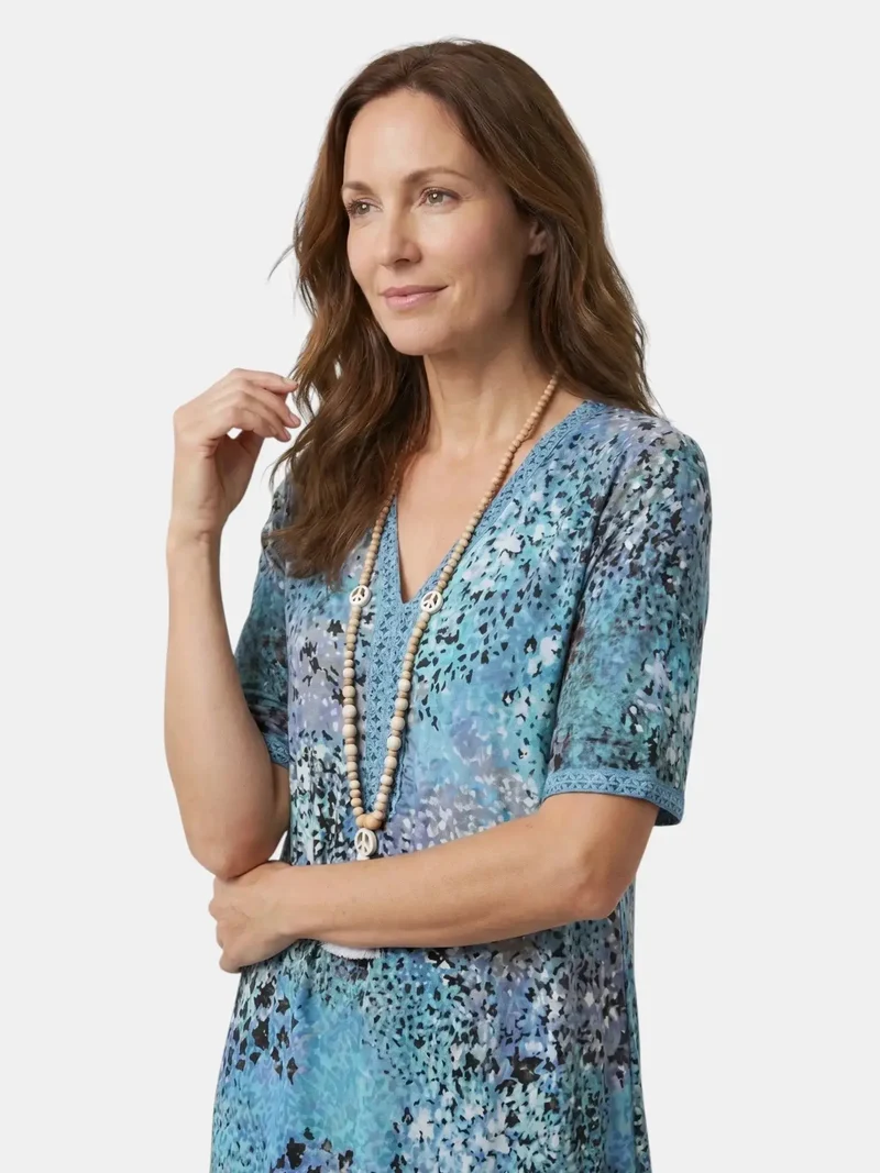 Women's Colorful Printed Midi Dress | Relaxed Fit Summer Dress for Casual Wear