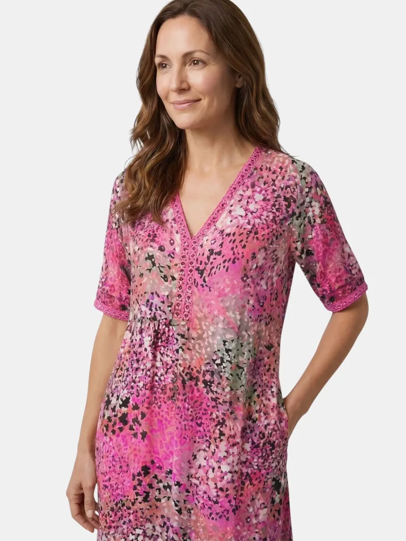 Women's Colorful Printed Midi Dress | Relaxed Fit Summer Dress for Casual Wear