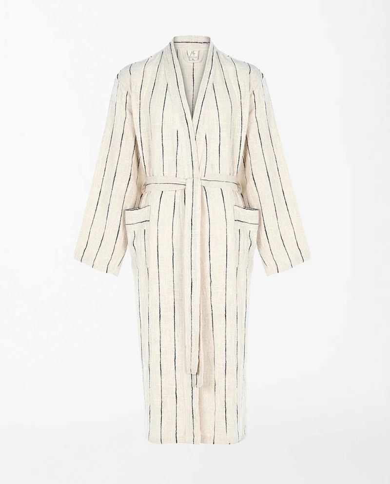 Peignoir long en lin et coton bio