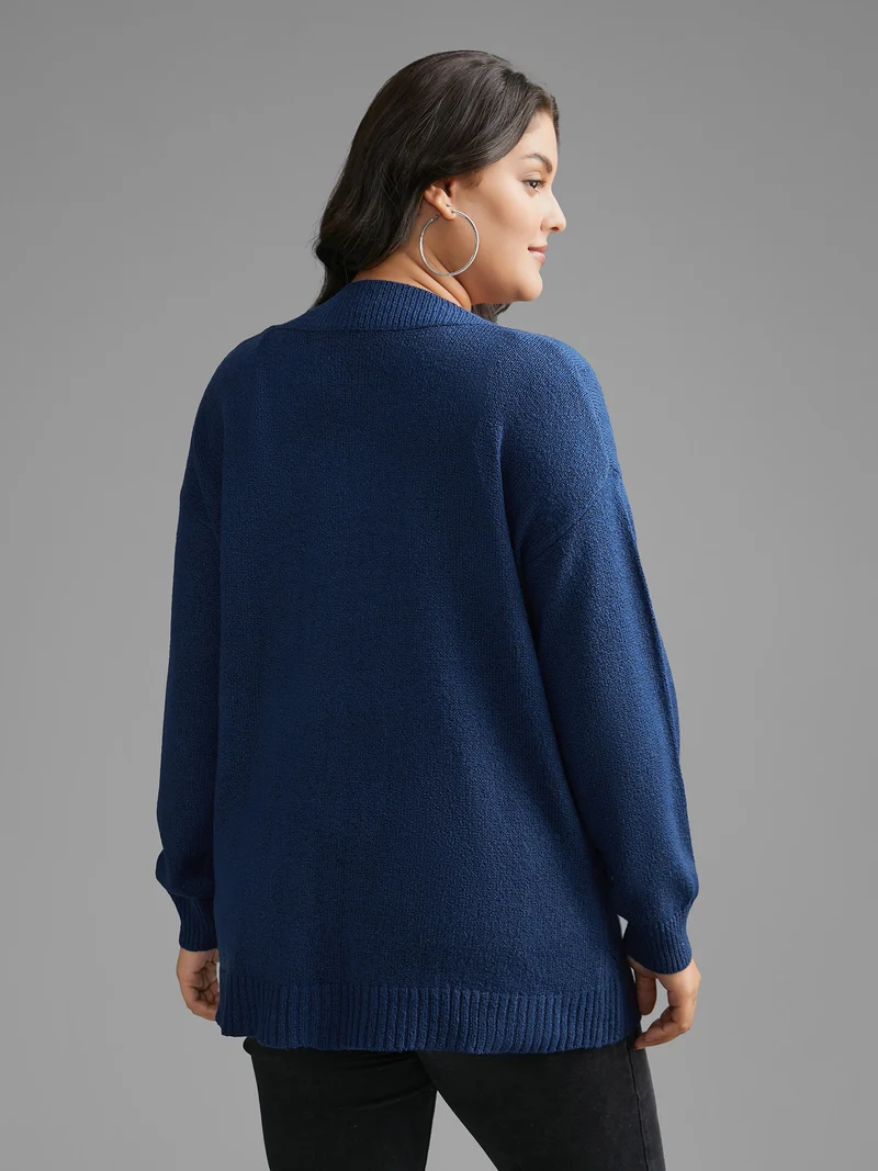 V Neck Cable Knit Texture Pullover
