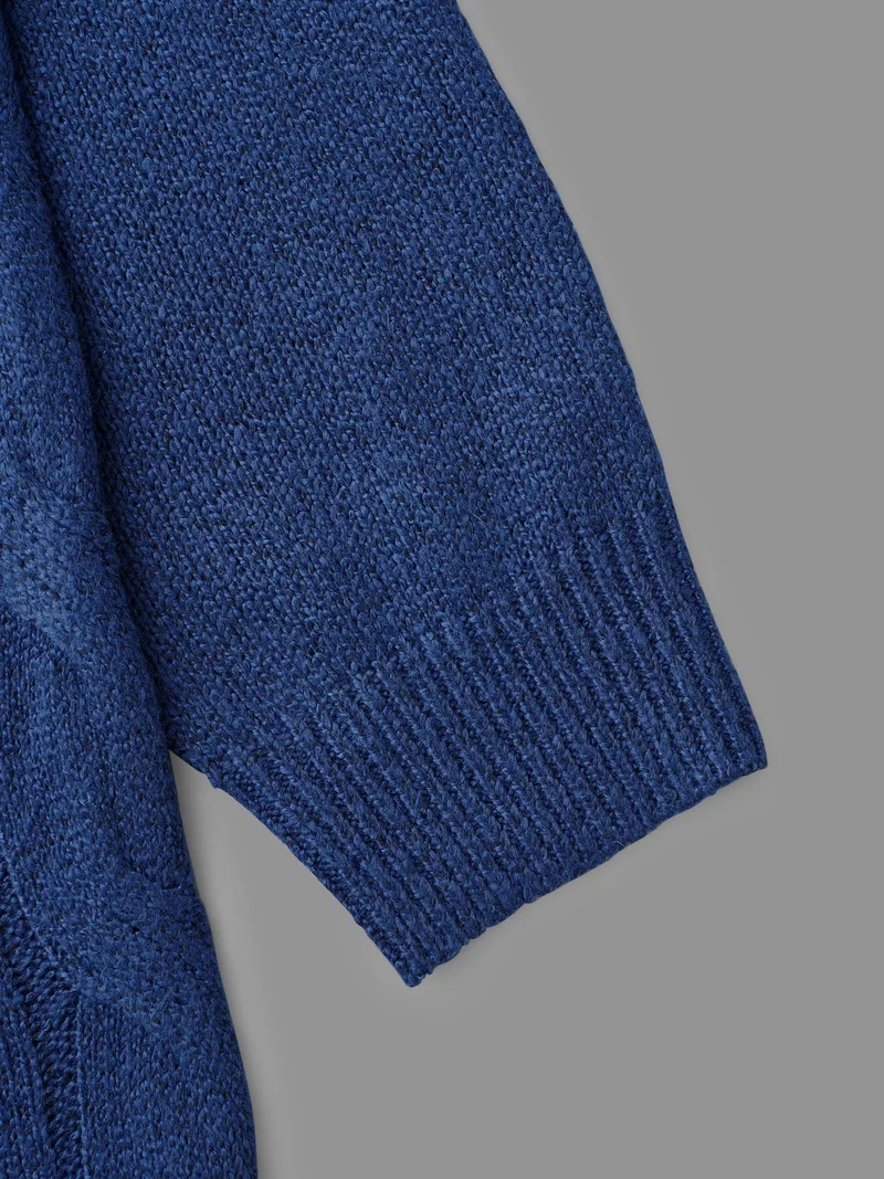 V Neck Cable Knit Texture Pullover