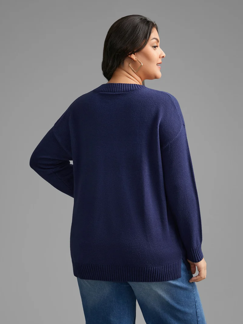 Striped Jacquard Patched Pocket Pullover