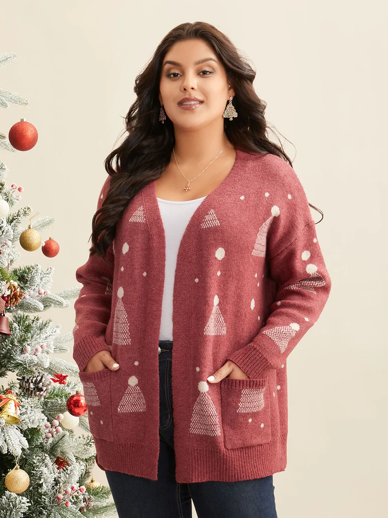Holiday Gradient Cable Knit Cardigan