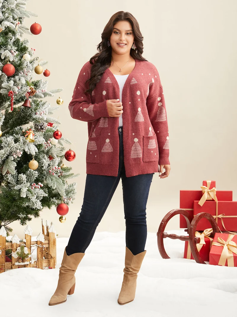 Holiday Gradient Cable Knit Cardigan