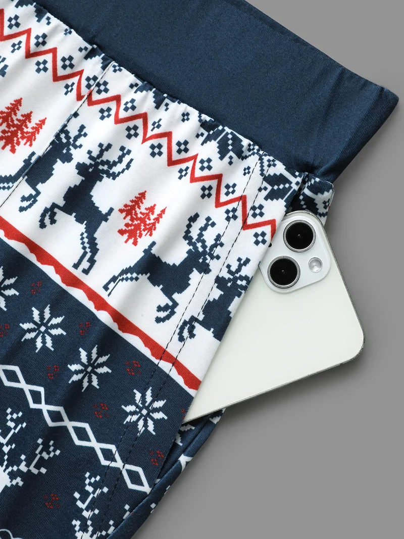 Snowflakes Printed Pocket Knit Lounge Pants