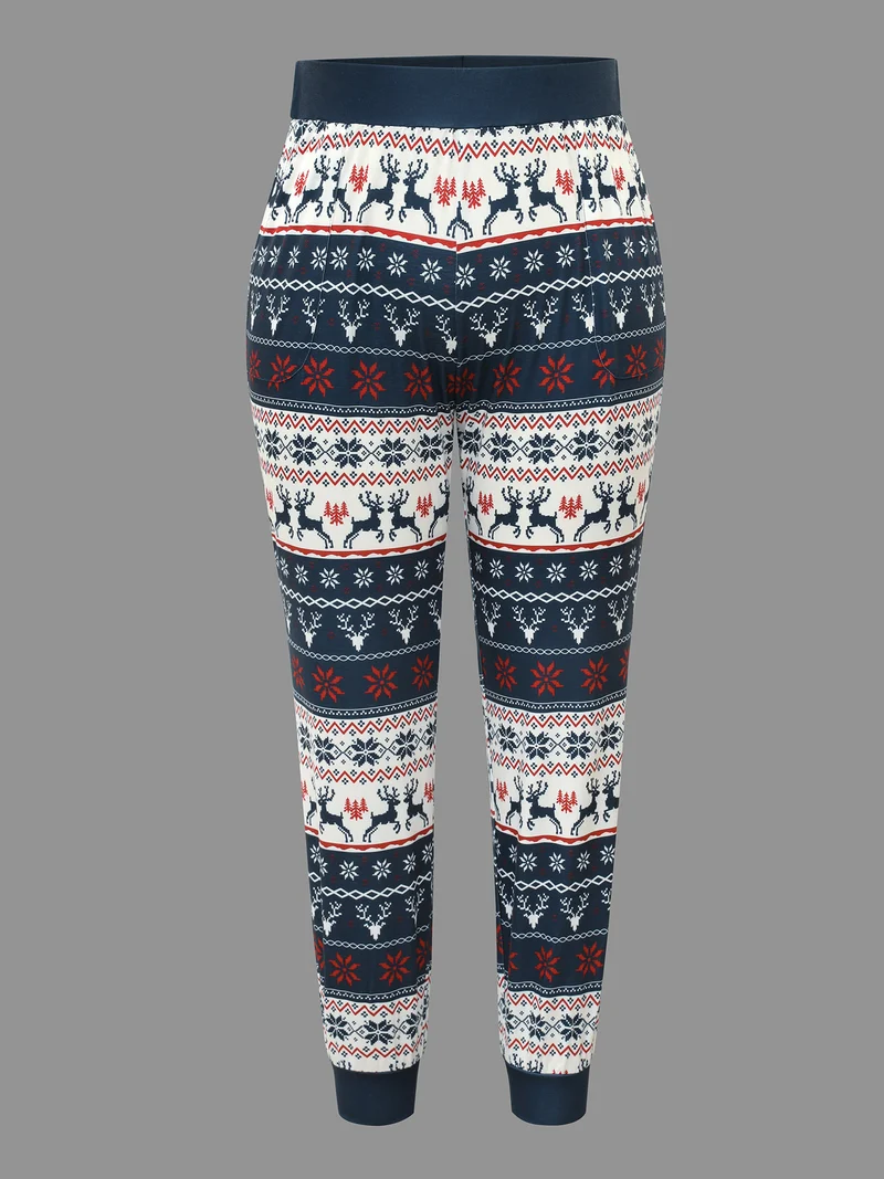 Snowflakes Printed Pocket Knit Lounge Pants