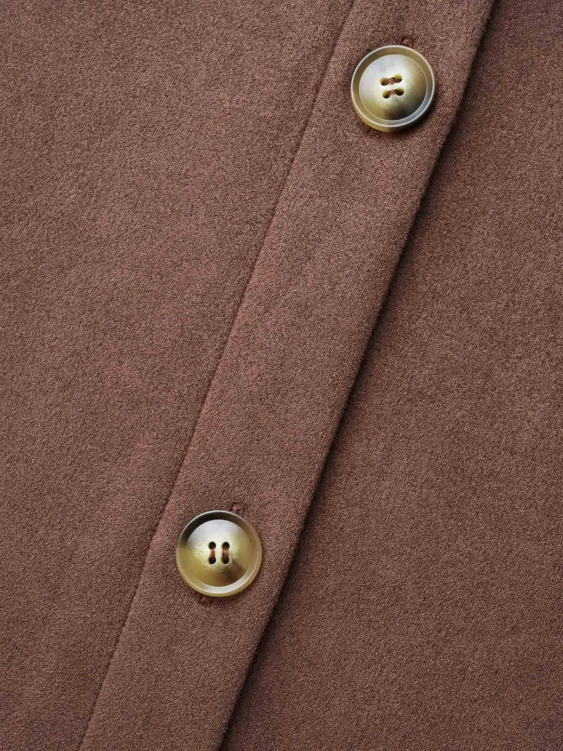 Faux Suede Pocket Hooded Drawstring Jacket