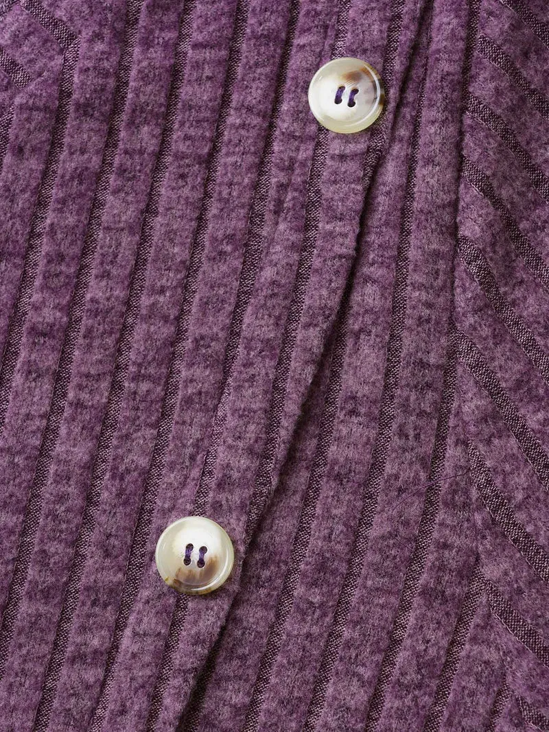 V Neck Button Detail Rib Knit T-shirt
