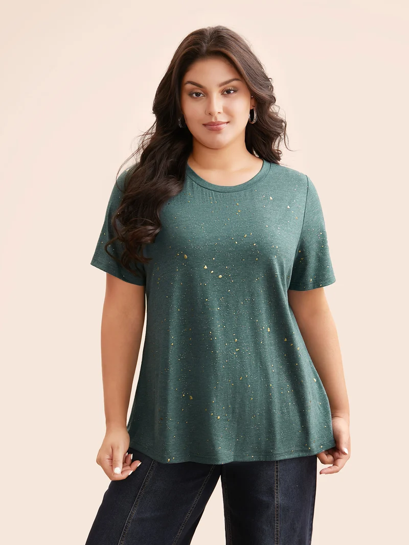Plain Textured Round Neck T-shirt