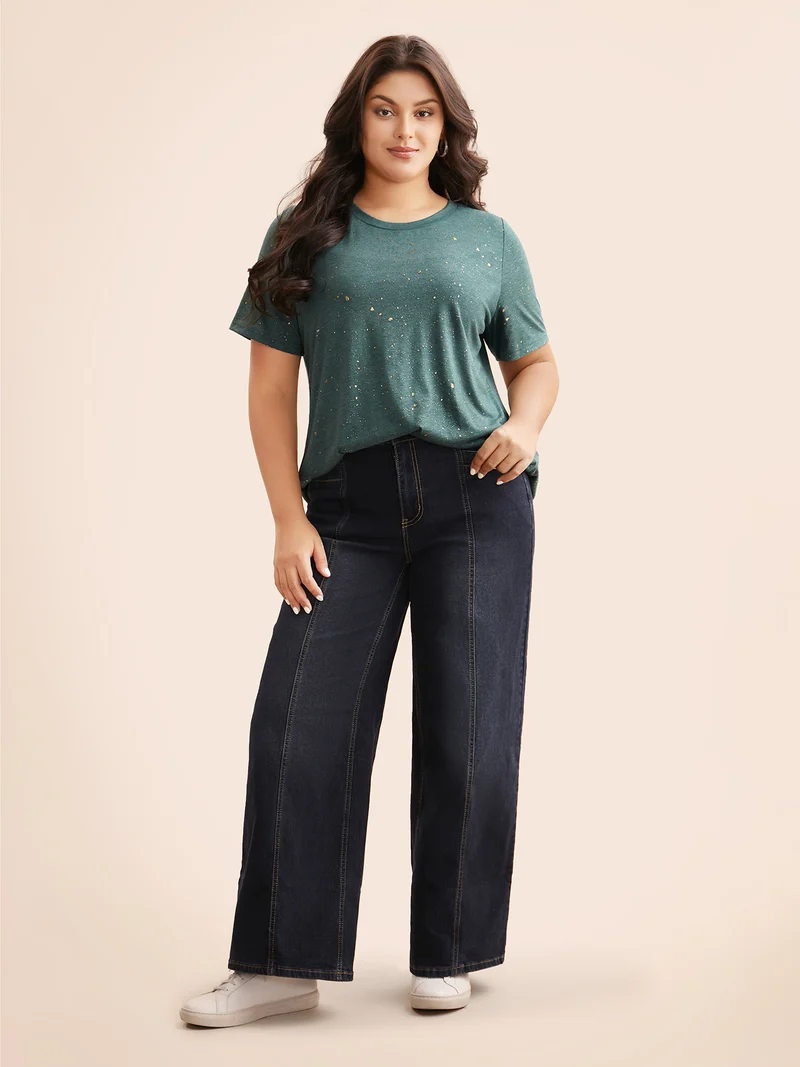 Plain Textured Round Neck T-shirt