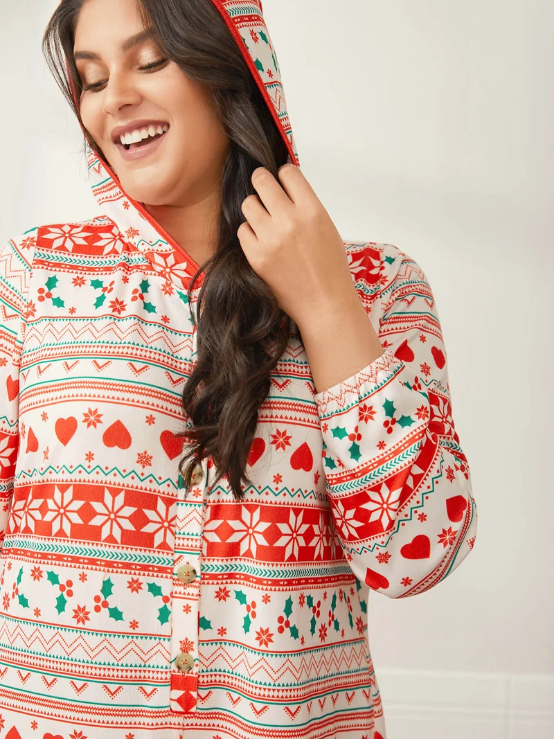 Holiday Fuzzy Hooded Lounge Jumpsuit