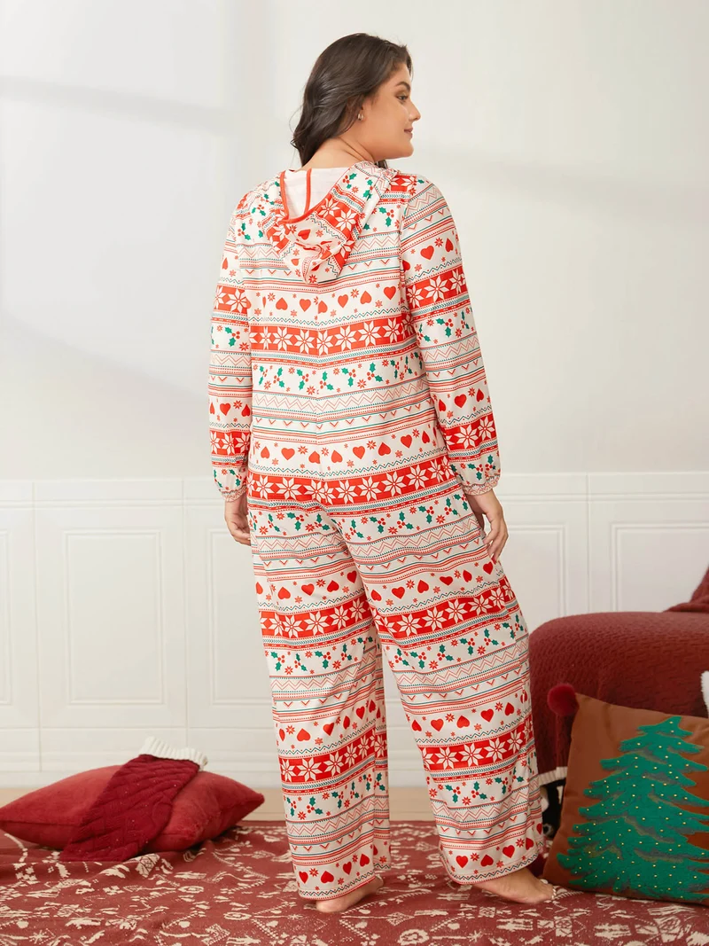Holiday Fuzzy Hooded Lounge Jumpsuit